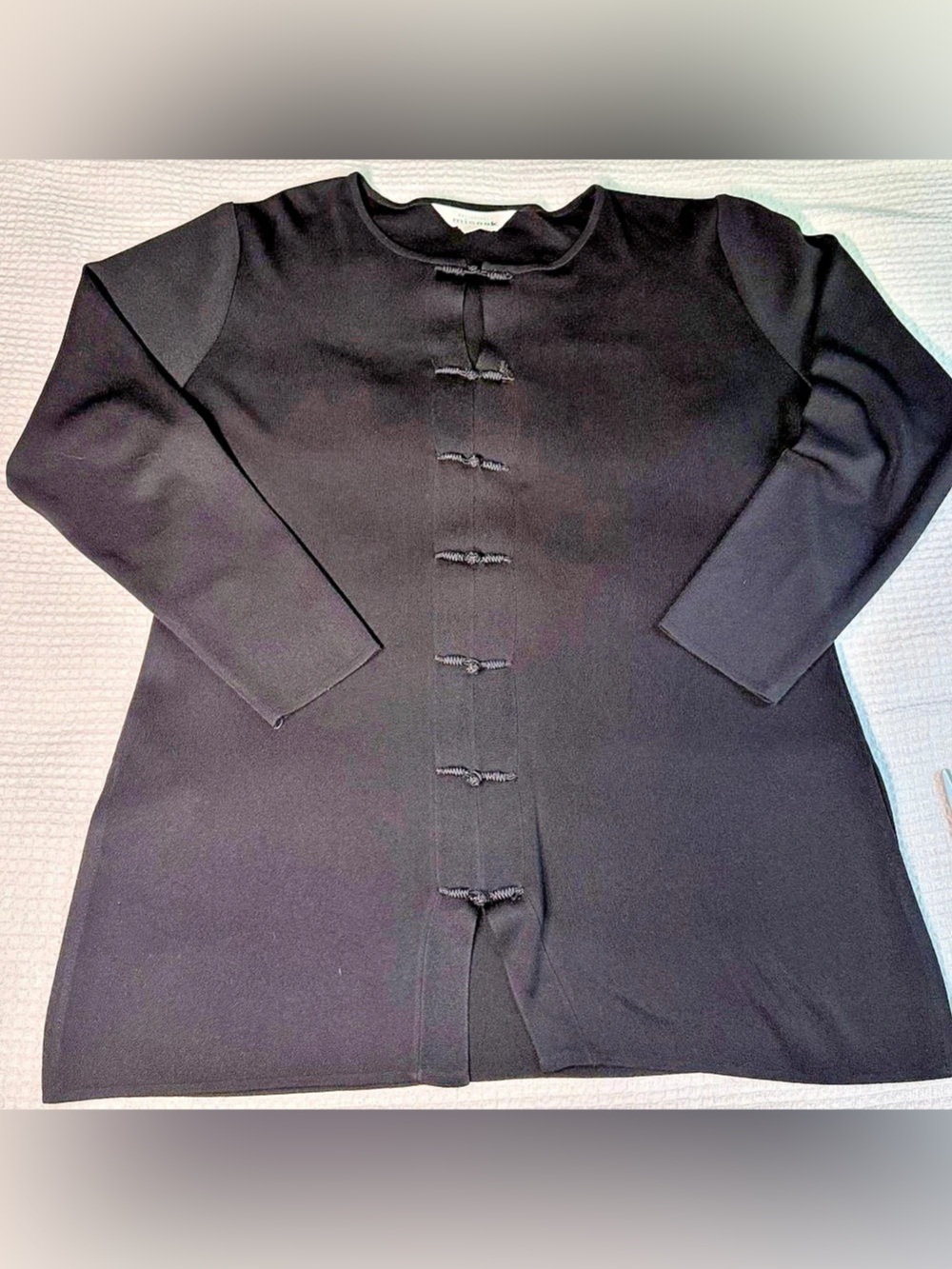 Misook Black Long Sleeve Sweater Size Medium Like New Frog Closure
